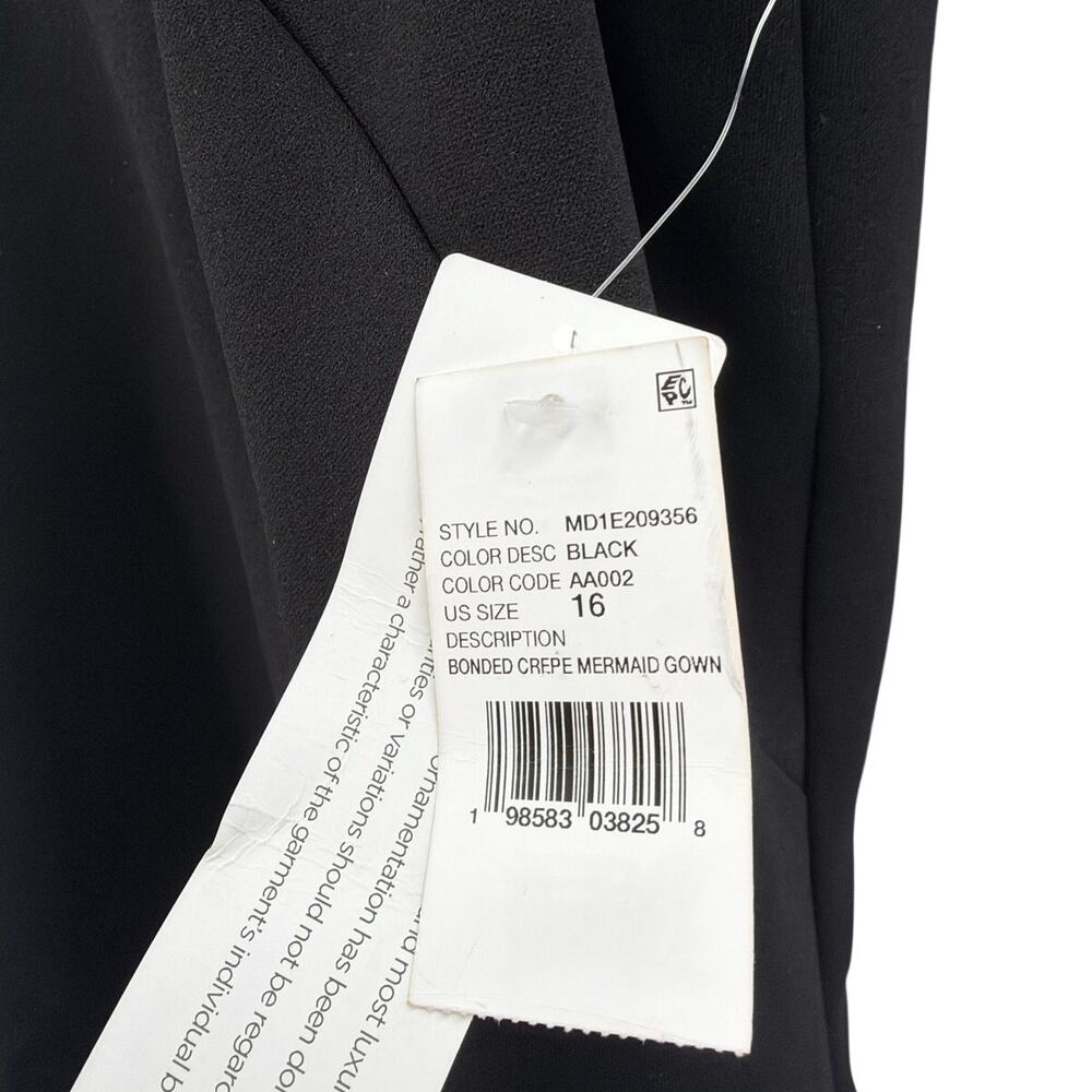 Aidan Mattox Women's Black Bonded Crepe Off The Shoulder Mermaid Gown Size 16 - Picture 4 of 12
